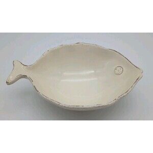 Vietri Pesce Crema Soup Cereal Bowl 9" Ivory Terra Cotta Edge